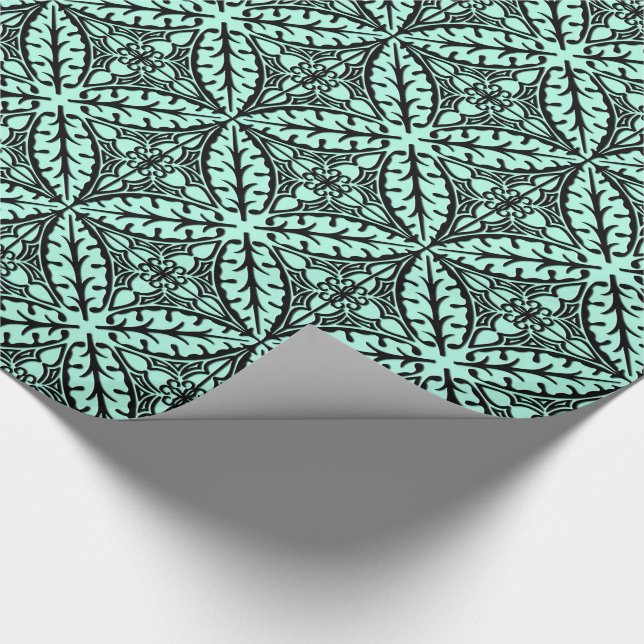 Papel De Presente Azulejos marroquinos - azul aqua e preto (Ponta)