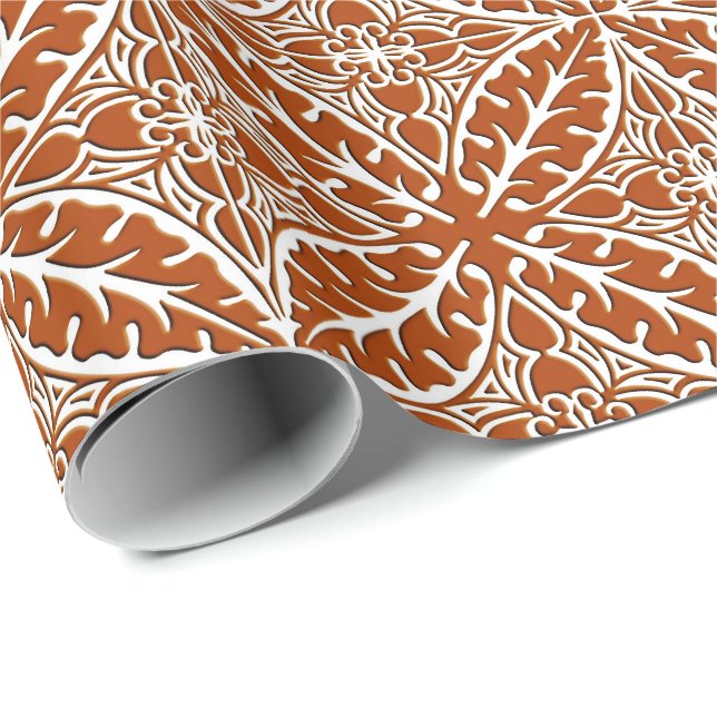 Papel De Presente Azulejos marroquinos - castanho-ferrugem e branco (Ponta do rolo)