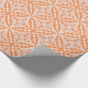 Papel De Presente azulejos marroquinos - cor de laranja e branco