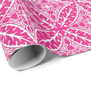 Papel De Presente Azulejos marroquinos - cor-de-rosa fuchsia e branc