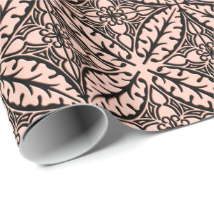 Papel De Presente Azulejos marroquinos - rosa e preto do pêssego