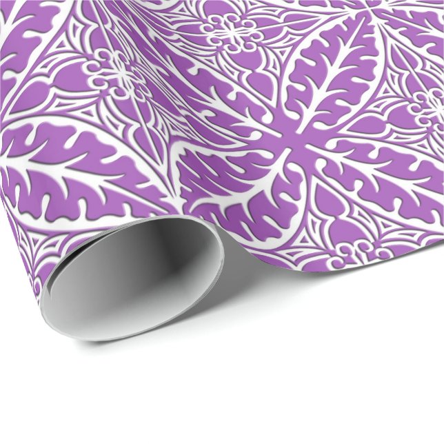 Papel De Presente Azulejos marroquinos - violeta e branco (Ponta do rolo)