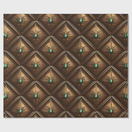 Papel De Presente Azulejos ouros Com Emeralds