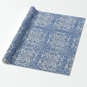 Papel De Presente Azulejos Portugueses Vintage Azulejos Azul Branco