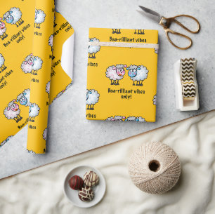 Papel De Presente Baa-rilante - Par de Ovelhas de Desenho Animado Fo