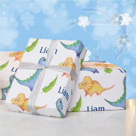 Papel De Presente Baby Boy Dinosaur Nursery Cute Newborn Gift