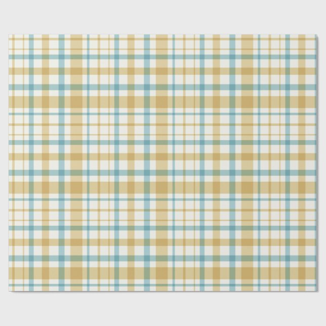 Papel De Presente Baby Boy Gift Wrap | Blue Gingham Check (Aberto)