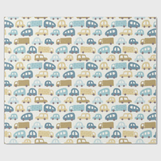 Papel De Presente Baby Boy Gift Wrap Cars & Trucks | Blue & Beige
