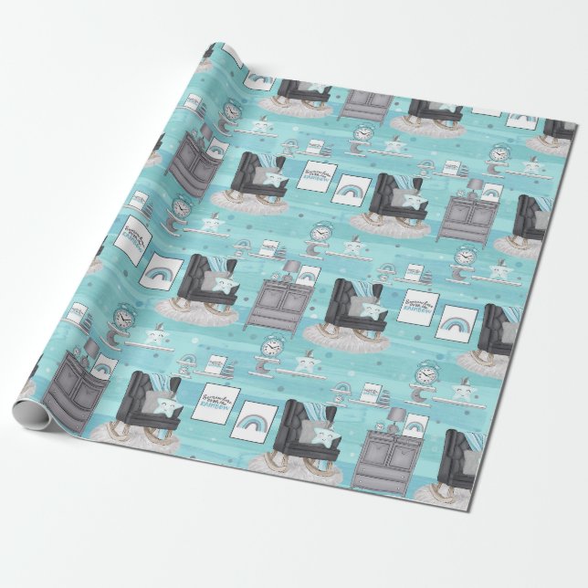 Papel De Presente Baby Boy Nursery (Desenrolado)