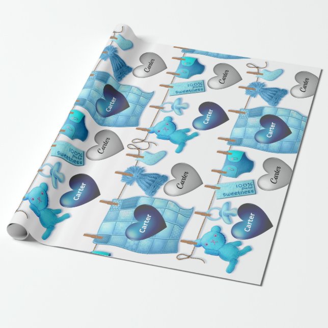 Papel De Presente Baby Boy Personalizado (Desenrolado)