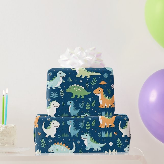 Papel De Presente Baby Dinosaur (Presentes para festas)