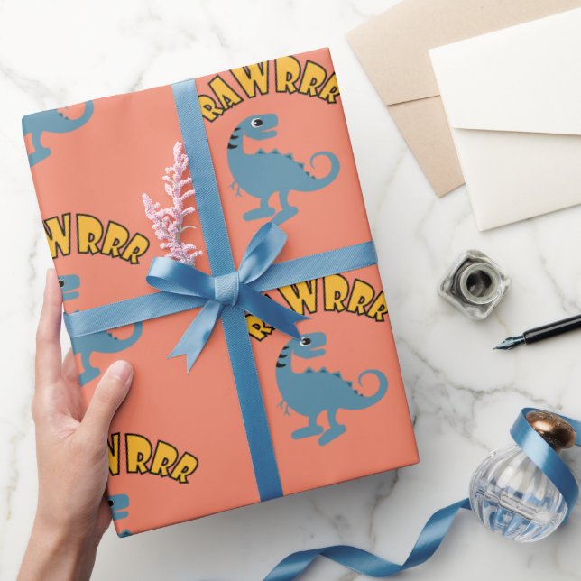 Papel De Presente Baby Dinosaur Design - Matte Wraping Paper (Presentear)