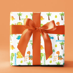 Papel De Presente Baby Dinosaur Jurassic Personalizado