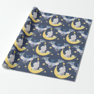 Papel De Presente Baby Elephant on Moon