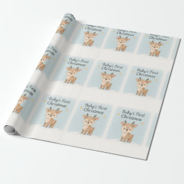Papel De Presente Baby first christmas reindeer cute pastel winter