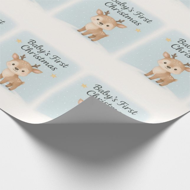 Papel De Presente Baby first christmas reindeer cute pastel winter (Ponta)
