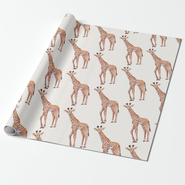 Papel De Presente Baby Giraffe Pattern (Desenrolado)