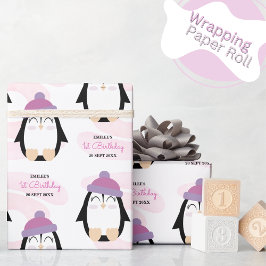 Papel De Presente Baby Girl Penguin