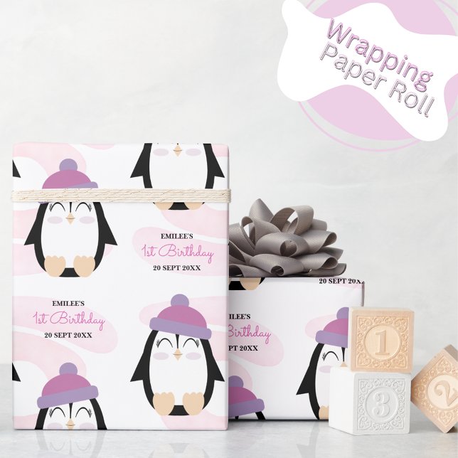 Papel De Presente Baby Girl Penguin (Criador carregado)