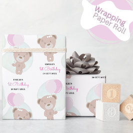 Papel De Presente Baby Girl Teddy Bear