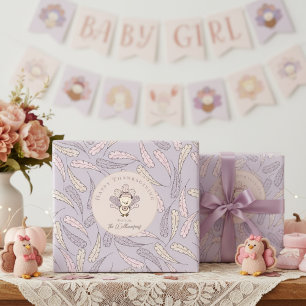 Papel De Presente Baby Girl Turkey & Feather Happy Graças