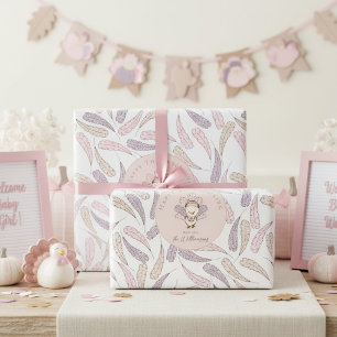 Papel De Presente Baby Girl Turkey & Feather Happy Graças