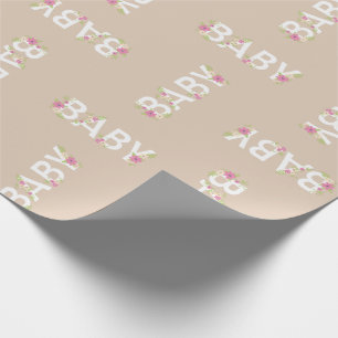 Papel De Presente Baby in Bloom Chá Pink Vintage Flowers Girl