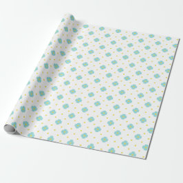 Papel De Presente Baby in Bloom Cute Blue Floral Baby Shower