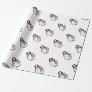 Papel De Presente Baby Penguin in Scarf