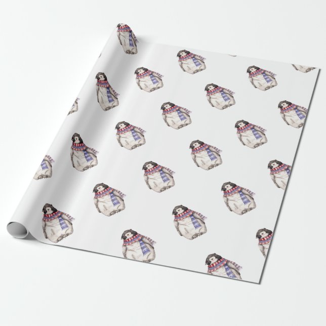 Papel De Presente Baby Penguin in Scarf (Desenrolado)