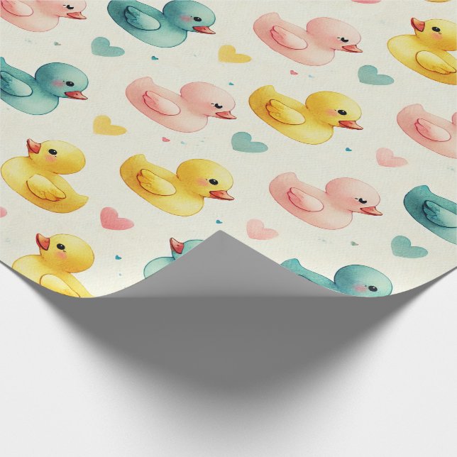 Papel De Presente Baby Shower Duck Pattern Wrapping Paper (Ponta)