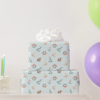Papel De Presente Baby Shower Wrapping Paper Mixed Dinosaur Pattern