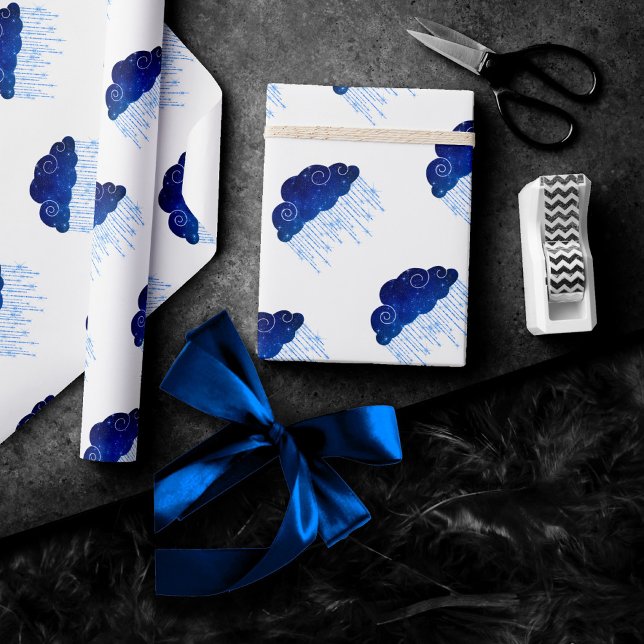 Papel De Presente Baby Sprinkle Royal Blue | Chá Moody Rain a frio (Criador carregado)