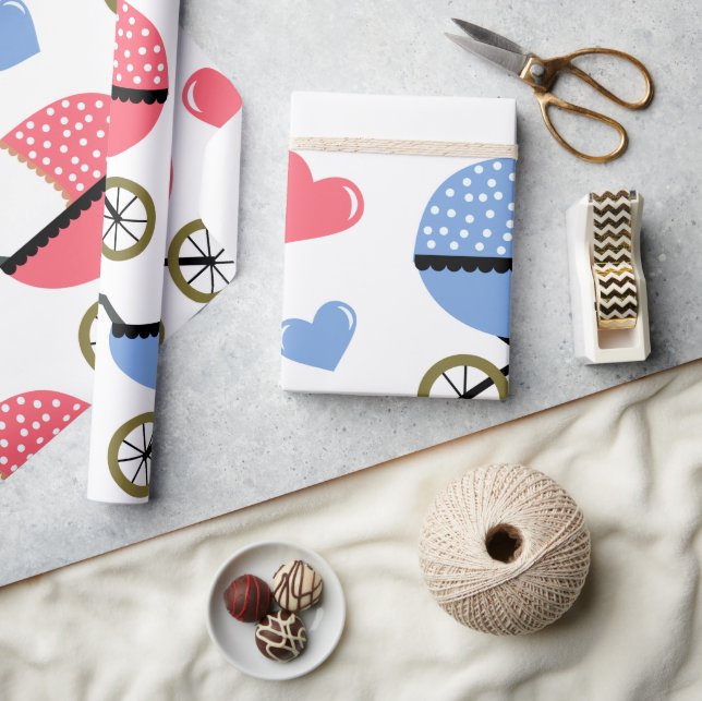 Papel De Presente Baby Stroller com amor (Artesanato)