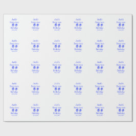 Papel De Presente Baga dois aniversário azul baga adicionar nome dat
