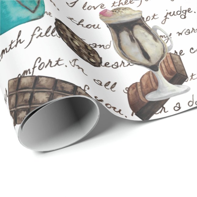 Papel De Presente Bagaço de cacau chocolate quente doce inverno (Ponta do rolo)