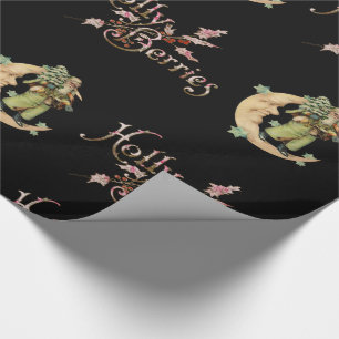 Papel De Presente Bagas do azevinho com Victorian do papai noel