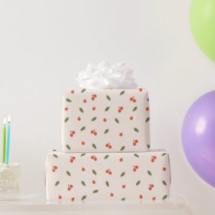 Papel De Presente Bagas Vermelhas e Folhas de Outono Aconchegante em