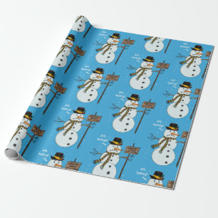 Papel De Presente Bah Humbug Grumpy Christmas Snowman apresenta