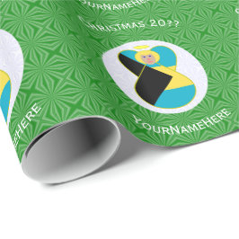 Papel De Presente Bahaman Bandeira Loira Anjo Natal Personalizado