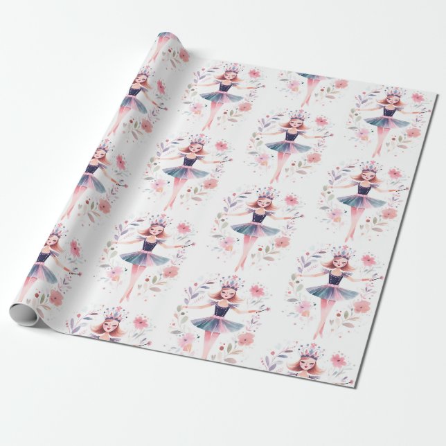 Papel De Presente Bailarina Ballet Quebra-Nozes (Desenrolado)
