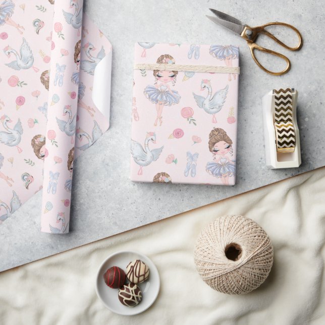 Papel De Presente Bailarina Com Cisnes (Artesanato)
