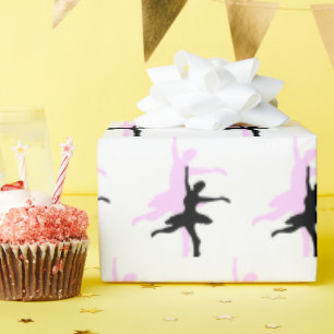 Papel De Presente Bailarina Dança Rosa & Preto