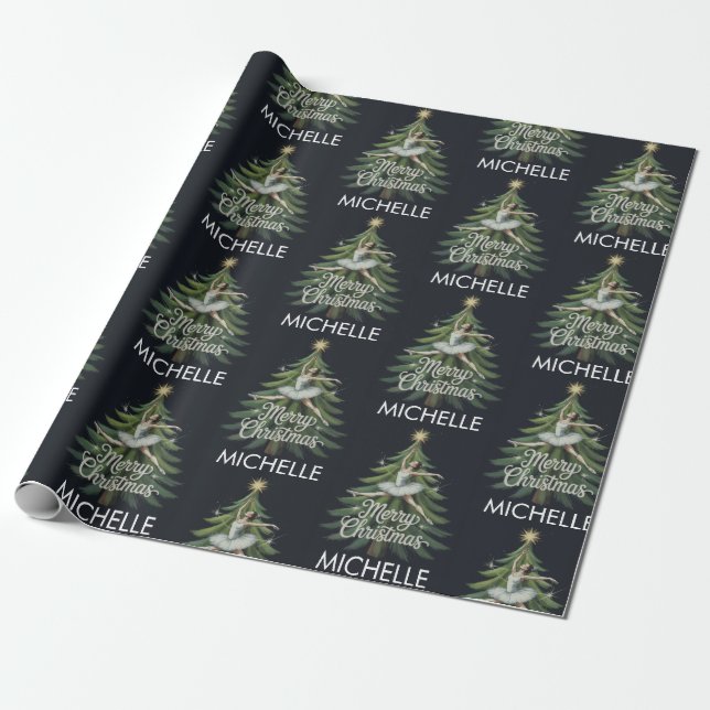 Papel De Presente Bailarina dançarina de Natal personalizada     (Desenrolado)