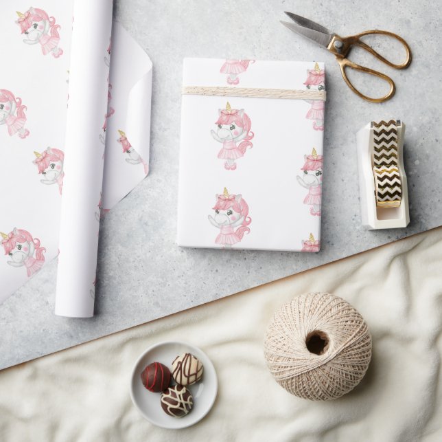 Papel De Presente Bailarina Unicórnio Rosa Mágica (Artesanato)