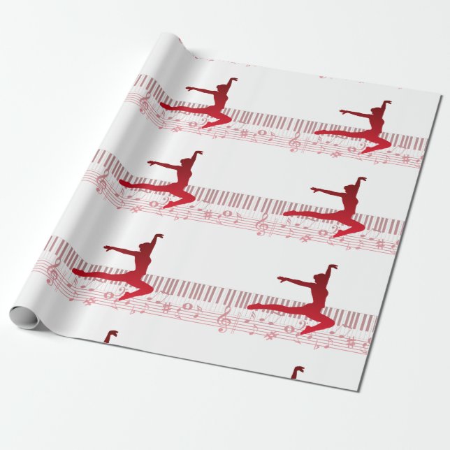Papel De Presente Bailarino de balé em um teclado (Desenrolado)