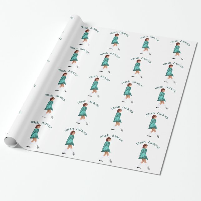 Papel De Presente Bailarino Irlandês de Sapato Macio em Turquesa (Desenrolado)