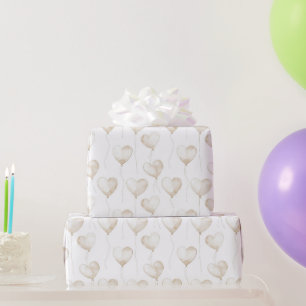 Papel De Presente Bailes do Coração Branco Aniversário