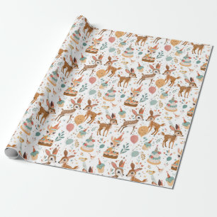 Papel De Presente Bairro de Animais da Floresta Whimsso