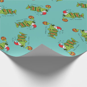 Papel De Presente Baixo Natal Engraçado Pesca Peixe Cartoon